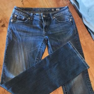 Miss Me rose design rhinestone detailed jeans